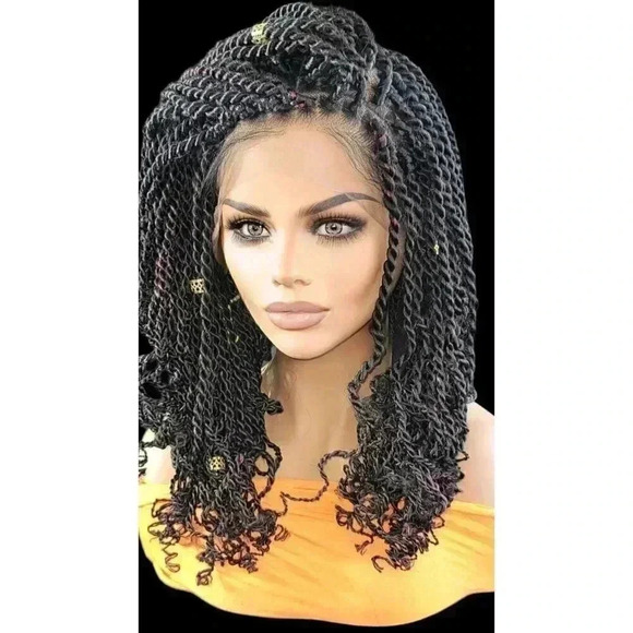 Handmade Braided braided wig Jet Black Kinky twists wig 360 Lace Closure. NWT - Picture 16 of 16